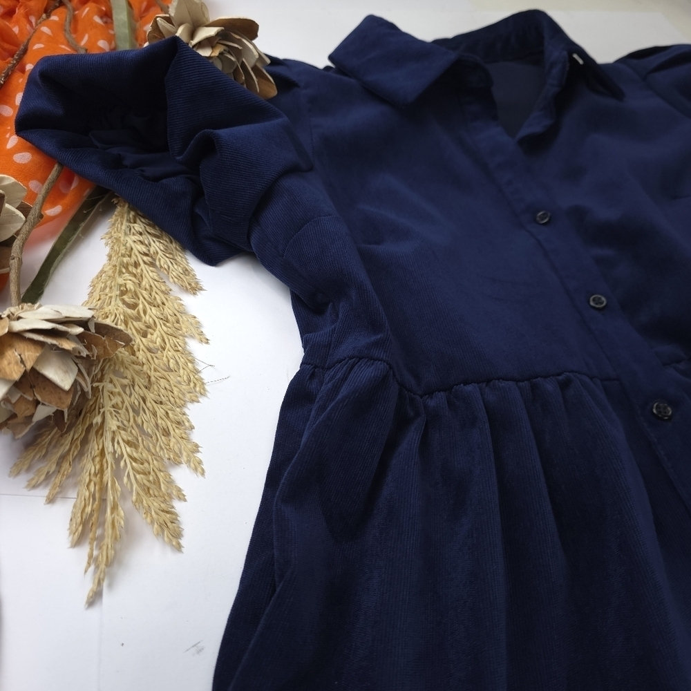 Crown Navy Blue Button-Up Maxi Dress Sz Xs - Picture 5 of 11